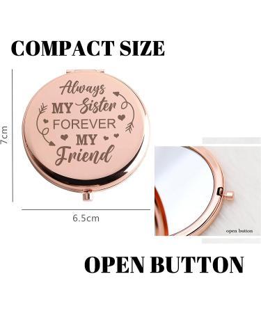 Sister Gifts: Rose Gold Compact Mirror - Perfect Birthday, Friendship, Valentine, Mother's Day or Thanksgiving Gift for Big/Little Sister - Buy Online on GoSupps.com