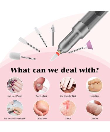 Portable Rechargeable Electric Nail File Kit | 12 Bits, 6 Speeds | Professional Nail Drill for Acrylic & Gel Nails | Dark Gray | Great Gift for Women - Buy Online on GoSupps.com