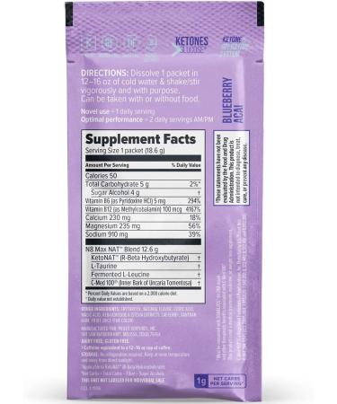 Keto//OS NAT Blueberry Acai Charged - Exogenous Ketones BHB Salts (20 Count) - Buy Online on GoSupps.com