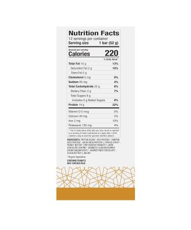 Dr. Mercola Organic Pure Power Protein Bars - Peanut Butter & Chocolate (12 Bars, 1.83 oz each) - Buy Online on GoSupps.com