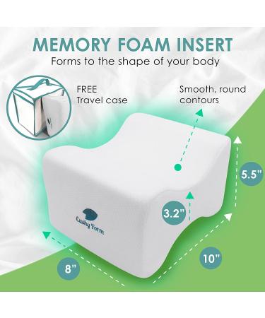 Cushy Form Knee Pillow for Side Sleepers - Orthopedic Wedge Leg Pillow for Sleeping, Hip & Lower Back Pain - Memory Foam Cushion, Washable Cover & Travel Bag - White - Buy Online on GoSupps.com