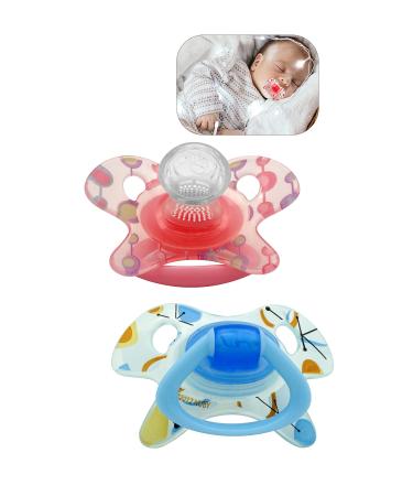 Geo jaw-friendly pacifier made of silicone (1x blue 1x pink) with bite ring for babies and infants BPA-free Ultra Air Schnuller newborn essentials for unisex 0-6 months