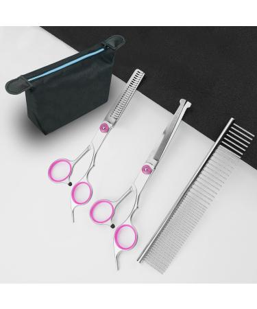 Professional 4-Piece Dog Grooming Scissors Set with Safety Round Tip - Stainless Steel Curved Scissors for Pet Hair Trimming | Includes Storage Bag - Buy Online on GoSupps.com