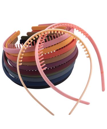 Duufin 12 Pieces Plastic Teeth Headbands for Girls and Women - Non Slip Hair Accessories in 12 Colors - Buy Online on GoSupps.com