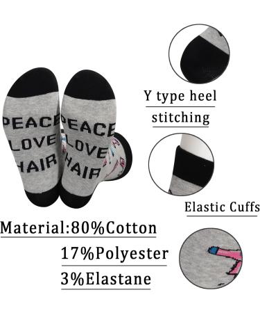 Funny Hairdresser Socks - Peace Love Hair Barber Graduation Gift | Cosmetology Gift for Hair Stylists - Buy Online on GoSupps.com