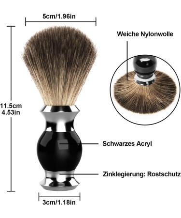 Grutti Vegan Razor Brush - Premium Soft Imitation Hair Shaving Brush Set - Black Acrylic & Metal Accents - Buy Online on GoSupps.com