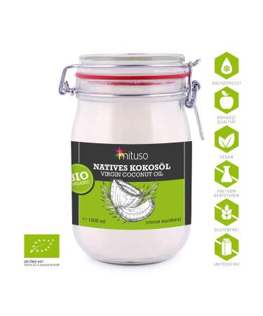 Mituso Organic Virgin Coconut Oil - Pack of 3 (1000ml Each) in Swing Top Jar | Premium Quality for Cooking & Skincare | International Shipping - Buy Online on GoSupps.com
