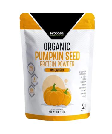Probase Nutrition Organic Pumpkin Seed Protein Powder, Plant Based, Vegan, Unflavored, Unsweetened, No Added Sugar, Gluten and Soy Free, Paleo and Keto Friendly, 1 lb