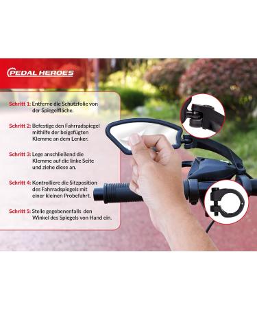Pedal Heroes Foldable Bike Mirror with Cleaning Cloth & Bag | Stable Handlebar Rear Mirror for E-Bikes - Buy Online on GoSupps.com