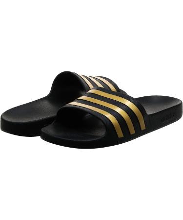 adidas Unisex Adilette Aqua Slides Sandal - Core Black/Gold Metallic - Size 9 Women/8 Men - Buy Online on GoSupps.com
