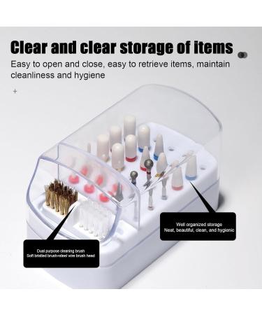 Nail Drill Bits Organizer 2 in 1 Nail Drill Bit Set & Holder - Anti-Splash Nail Bit Case 2 Brushes Included for Home Salon Use - Buy Online on GoSupps.com