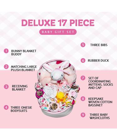 Bassinet New Baby Girl Gift Set  Baby Layette Set with 17-Piece Unique New Baby Essentials for Expecting Moms and New Parents  Pink - Nikkis Gift Baskets - Buy Online on GoSupps.com