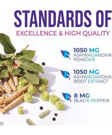 Ashwagandha Supplements - 2100mg Ashwagandha Capsule for Women & Men Natural Antioxidant Support Ashwa Root Extract Extra Strength Calm Support with Black Pepper Vegan & Gluten Free - 120 Capsules 120 Count (Pack of 1) - Buy Online on GoSupps.com