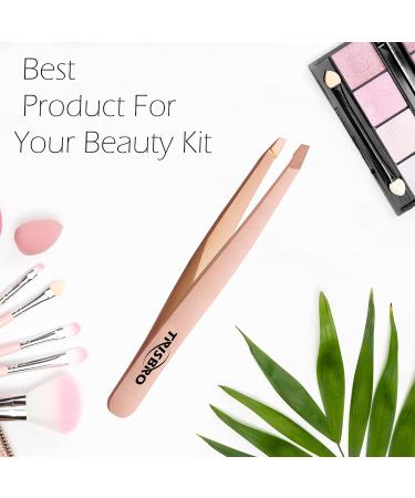 Slant Tip Tweezer - Professional Eyebrow Stainless Steel Tweezers - Splinter Tweezer for Facial Hair Removal - Best Precision Slant Tweezer for Ingrown Hairs (Rose Gold) - Buy Online on GoSupps.com