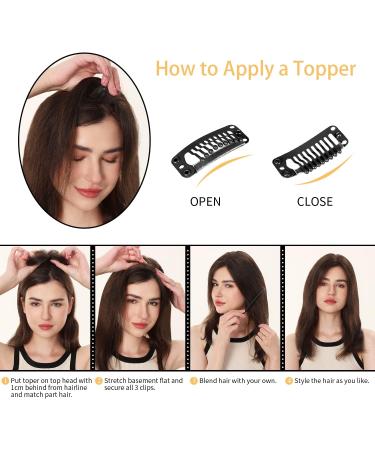 10 Inch Human Hair Topper for Thinning Hair Women - 4/27# Medium Brown with Warm Highlights - Buy Online on GoSupps.com