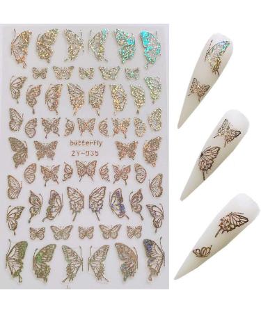 Butterfly Nail Art Stickers Decals Laser Butterfly Stickers Nail Designs 3D Gold Butterflies Nail Art Adhesive Sticker Sheets Nail Foil Luxury Butterfly Nail Stickers for Nail Art Decoration (8 Pcs) A1 - Buy Online on GoSupps.com