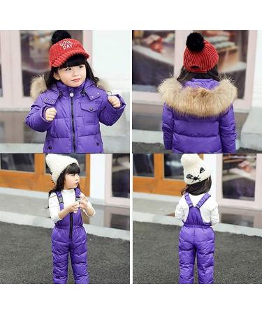 Odziezet Unisex Baby Kids Puffer Snowsuit Jacket & Bib Pants Set - 1-2 Years (1-Purple) - Buy Online on GoSupps.com