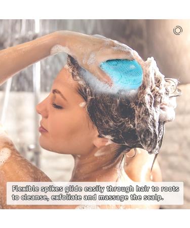 FREATECH 2-in-1 Silicone Body Scrubber - Bath Shower Brush & Scalp Massager for Deep Cleanse - Lathers Well - Easy to Clean - Long-lasting - Light Blue - Buy Online on GoSupps.com