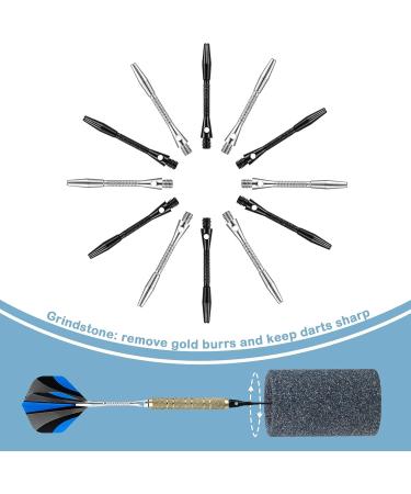 24Pc Aluminum Dart Shafts Set w/ O Rings & Sharpener - Black/Silver - Buy Online on GoSupps.com
