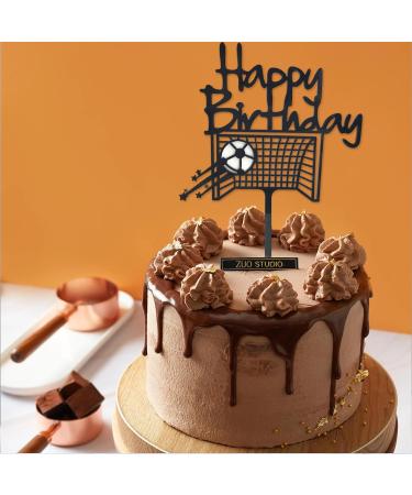 Soccer Happy Birthday Cake Topper Black Football Themed Birthday Cake Decoration for Men Boys Soccer Theme Birthday Party Decoration - Buy Online on GoSupps.com