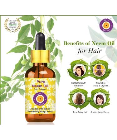 Deve Herbes Pure Neem Oil (Azadirachta indica) with Glass Dropper Cold Pressed 30ml (1 oz) - Buy Online on GoSupps.com