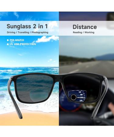 Buy Missfive Men's Bifocal Reading Sunglasses - UV Protection Classic Retro Designer Eyeglasses for Outdoor Use Trendy Vintage Eyewear (Glossy Black 1.0x - Buy Online on GoSupps.com