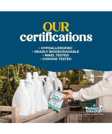 Wave Laundry Detergent Sheets - Scented 32 Loads - Fast-Dissolving & Powerful Multi-Purpose Cleaner - Eco-Friendly Plastic-Free Clean Breeze 32 Count - Buy Online on GoSupps.com