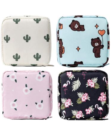 4 pieces of tampon storage period pocket hygiene bag for women's bandages menstruation bag with zipper for girls women women wearable tampon pocket organizer large capacity 12 x 12 cm