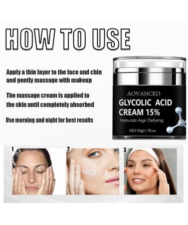 Glycolic Acid Cream 15% - Lifting & Firming Hydrating Moisturizer for Dark Spots & Fine Lines - 50g/1.7oz Exfoliating Pore Treatment - Buy Online on GoSupps.com
