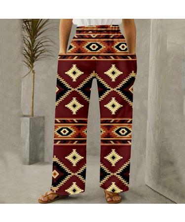 Gufesf Women's Cotton Linen Palazzo Pants - High Waisted Wide Leg Trousers with Pockets - Yz1-wine XX-Large - Buy Online on GoSupps.com
