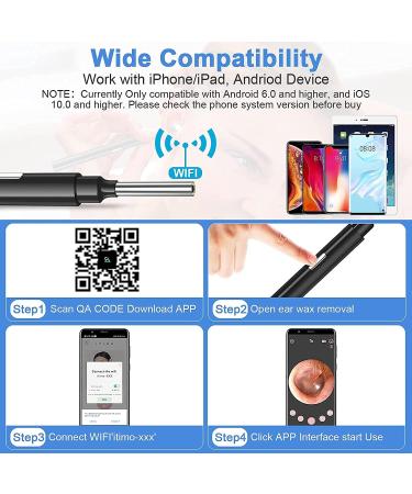 Ear Wax Removal Kit with 1080P HD Camera, 6 LED Lights, IP67 Waterproof - Wireless Ear Endoscope for iPhone, iPad & Android - Black - Buy Online on GoSupps.com