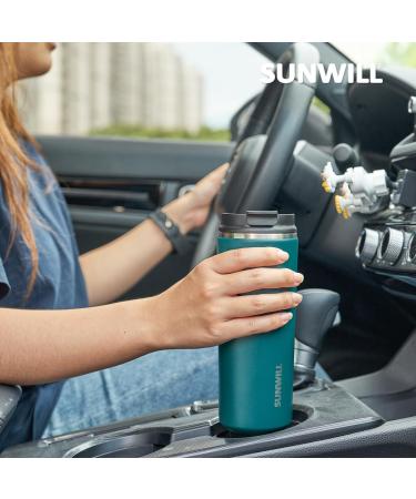 SUNWILL Coffee Cup Travel Mug, Thermal Mug with Leakproof Lid, 470ml Insulated Coffee Flask, Stainless Steel, Cupholder Friendly, Peacock Blue - Buy Online on GoSupps.com