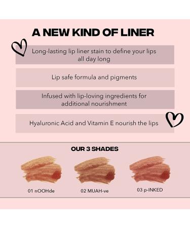 Sacheu Lip Liner Stay-In - Peel Off Lip Stain with Hyaluronic Acid & Vitamin E - Long Lasting Tattoo Lip Liner - nOOHde Shade - Buy Online on GoSupps.com