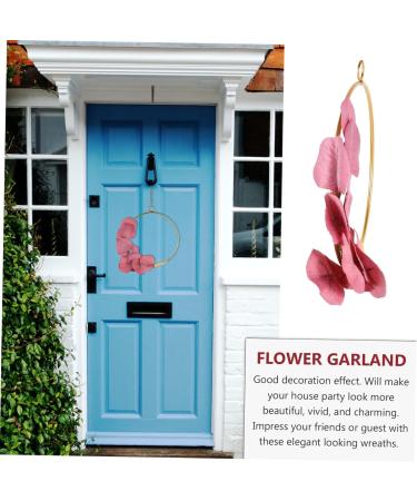 Gadpiparty Iron Craft Wrought Iron Gate Hanging Wreath Rose Pendant Artificial Flower Wall Nordic Decor Wall Hanging Rosy 20x20cm - Buy Online on GoSupps.com
