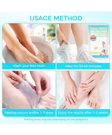 Foot Peeling Mask 3 Pairs: Peeling Foot Mask Dermatologically Tested Heels & Dry Dead Skin for Soft Feet Foot Peel Mask (Goat Milk) Gold Milk - Buy Online on GoSupps.com