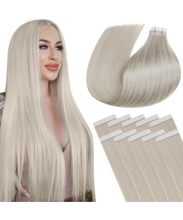 Laavoo invisible extensions real hair tapes blond hair extension real hair tape 25g 10pcs seamless tape extensions real hair platinum blond #60 40cm 40cm-10pcs 2.1 #60