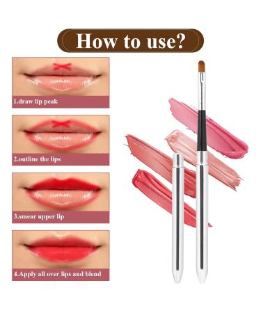 2 PCS Retractable Lip Brush Set | Travel Lip Brush with Cap | Mini Applicator for Lipstick Gloss & Creams | Professional Lip Wands for Women & Girls - Buy Online on GoSupps.com