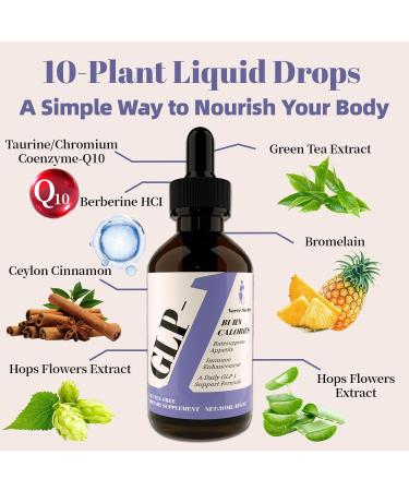 GLP-1 Drops for Women and Men - Natural Liquid Supplement with Berberine Cinnamon Bromelain& Green Tea - Support for Digestive & Gut Health - Immune & Energy Support - Buy Online on GoSupps.com