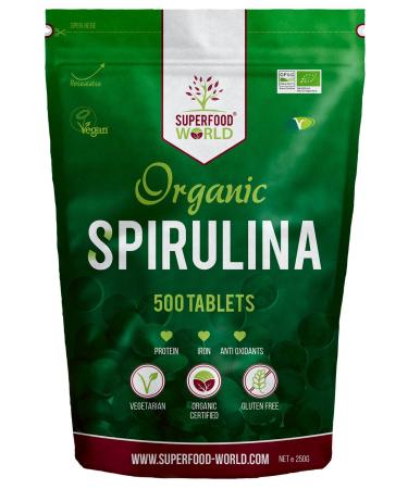 Organic Spirulina Tablets (500 X 500mg) Premium Quality Dietary Superfood | Natural Source of Vegan Protein Iron & Vitamins | UK Certified Organic Ideal for Sports Nutrition Detox & Energy
