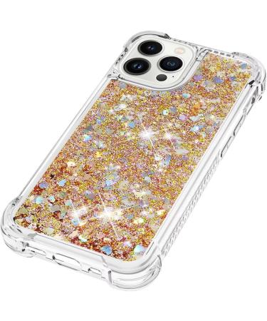 Tivenfezk Nadoli Glitter Treisand Case for iPhone 15 Pro - Silicone Shockproof Transparent TPU Bumper Liquid Quicksand Design Gold Edition - Buy Online on GoSupps.com