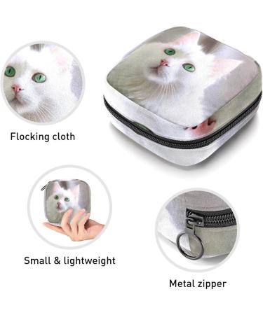 Buy Cute White Cat Period Bag - Sanitary Napkin & Tampon Holder for Purse | International Shipping Available - Buy Online on GoSupps.com