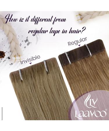 Laavoo Real Hair Tape Extensions Blonde Highlight Seamless 35cm #P18/613 | 5pcs Virgin Ash Blonde HairExtensions - Buy Online on GoSupps.com