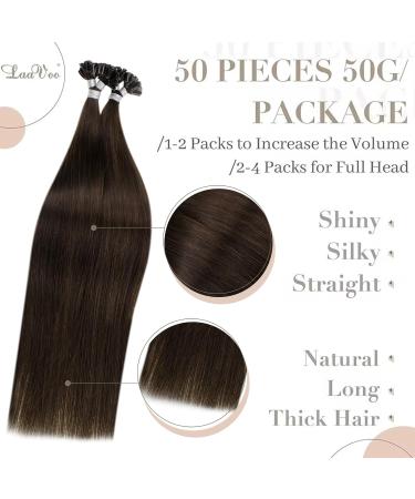 Laavoo 55cm U Tip Real Hair Extensions - Brown #4 - Keratin Bonded 50g 1g/s - Chocolate Brown Hair Extensions - Buy Online on GoSupps.com