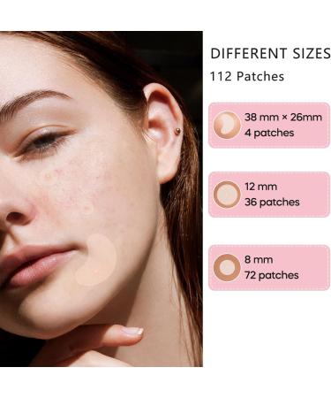 Invisible Acne Patch Zit Patch 112 Pcs Acne Patches Pimple Patches Dots for Spots Pimple Patches Acne Stickers Acne Pimple Patches 3 Sizes (8 mm 12 mm 38 mm x 26 mm) - Buy Online on GoSupps.com