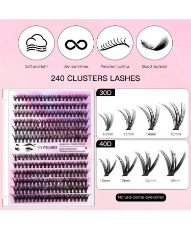Lash Extension Kit - 240 PCS Cluster Eyelashes for DIY Beginners | Wispy Fluffy 30D+40D Individual Lashes with Tweezers | International Shipping Available - Buy Online on GoSupps.com