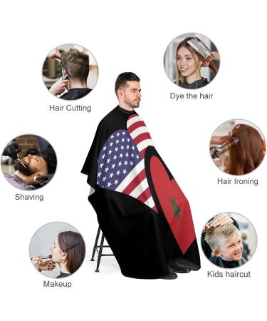 Morocco US Flag Hair Cutting Cape Apron - Professional Salon Barber Hairdressing with Snap Closure - Buy Online on GoSupps.com