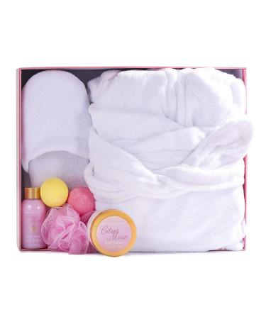 Spa Bathrobe and Slippers - Spa Luxetique Spa Gifts for Women, Flannel and Soft Bath Robe, Home Spa Gift Basket Set Includes Bathrobe and Slippers, Bath Bombs, Body Lotion