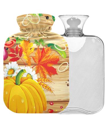 Naanle Thanksgiving Ahorn leaves heat bottle with reference transparent hot water bottle hot water bottle for bed handfoot heat pain relief heat and cold therapy small 1l