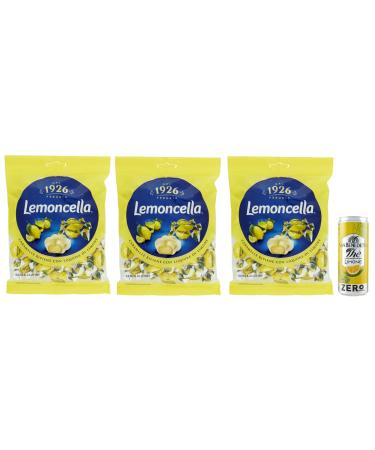 Fida Perugia Lemoncella Lot de 3 sachets de bonbons remplis de liqueur de citron 175 g + 1 sachet de th glac San Benedetto au citron sans sucre Bo te de 330 ml
