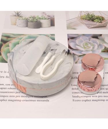 Honbay Marble Contact Lens Case with Mirror - Round (Rose Gold) - Buy Online on GoSupps.com